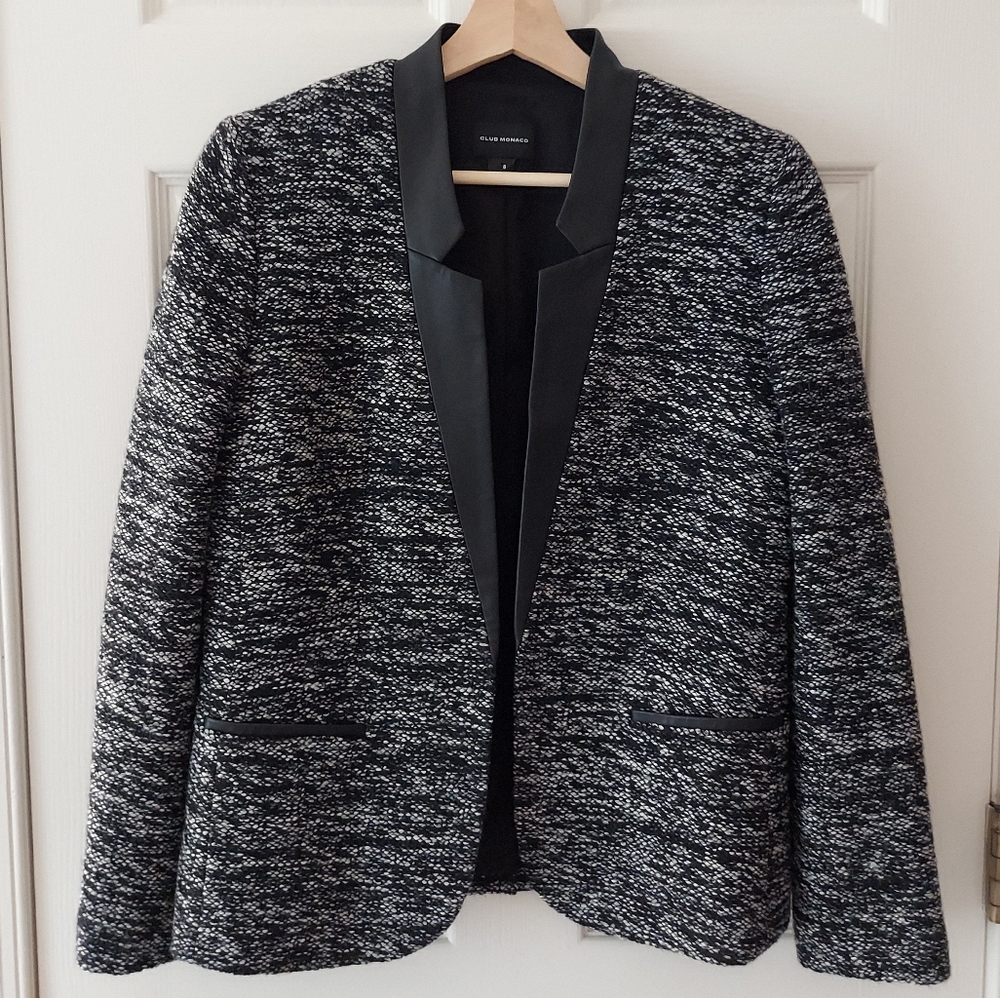 Club Monaco Open Front Abril Tweed Blazer Size 8